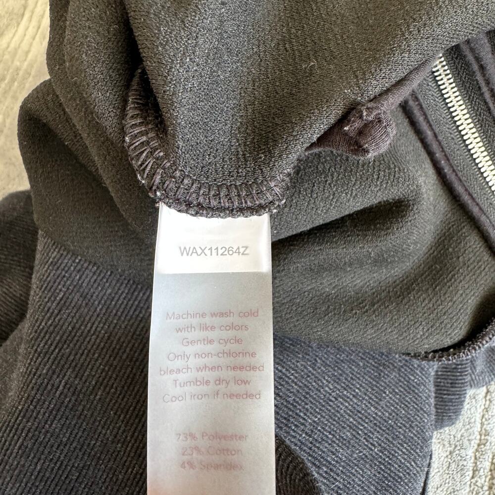 Calia Black Heather Elevate Ottoman Side Ribbed Zip Crew Neck Sweatshirt Medium - Picture 14 of 14